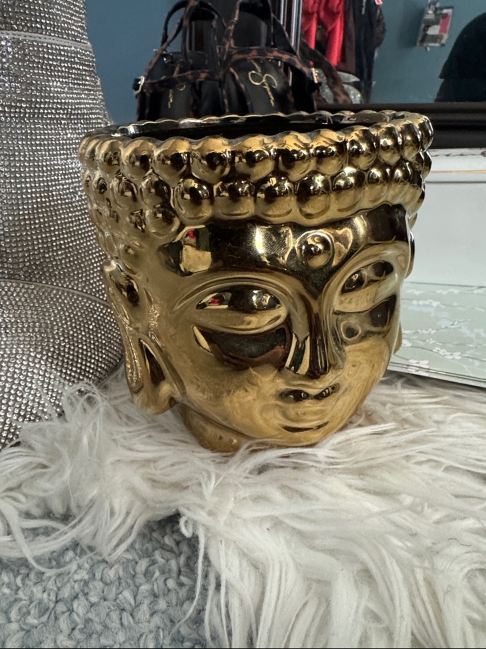 Gold Buddha Head Decorative Planter